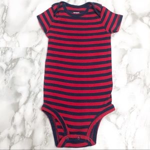 Carter’s short sleeve red/ blue striped onesie 9 M